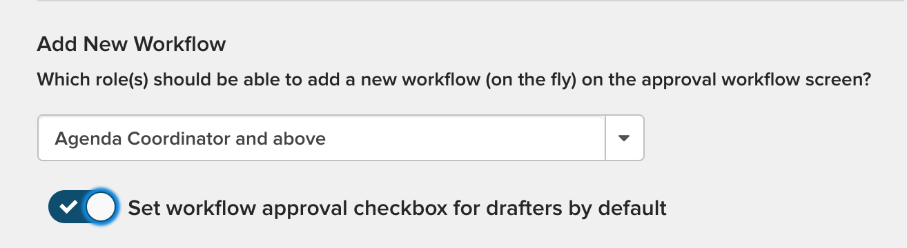 toggle for enabling Approval Setup checkbox