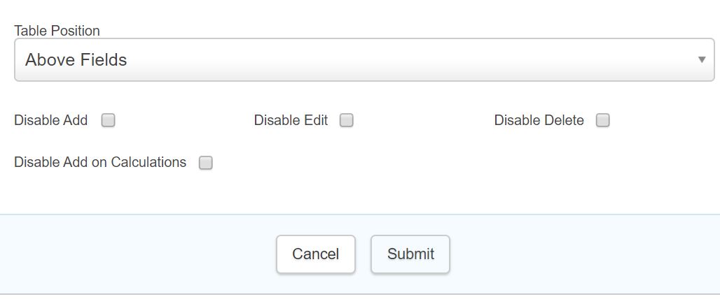 sub form disable add etc