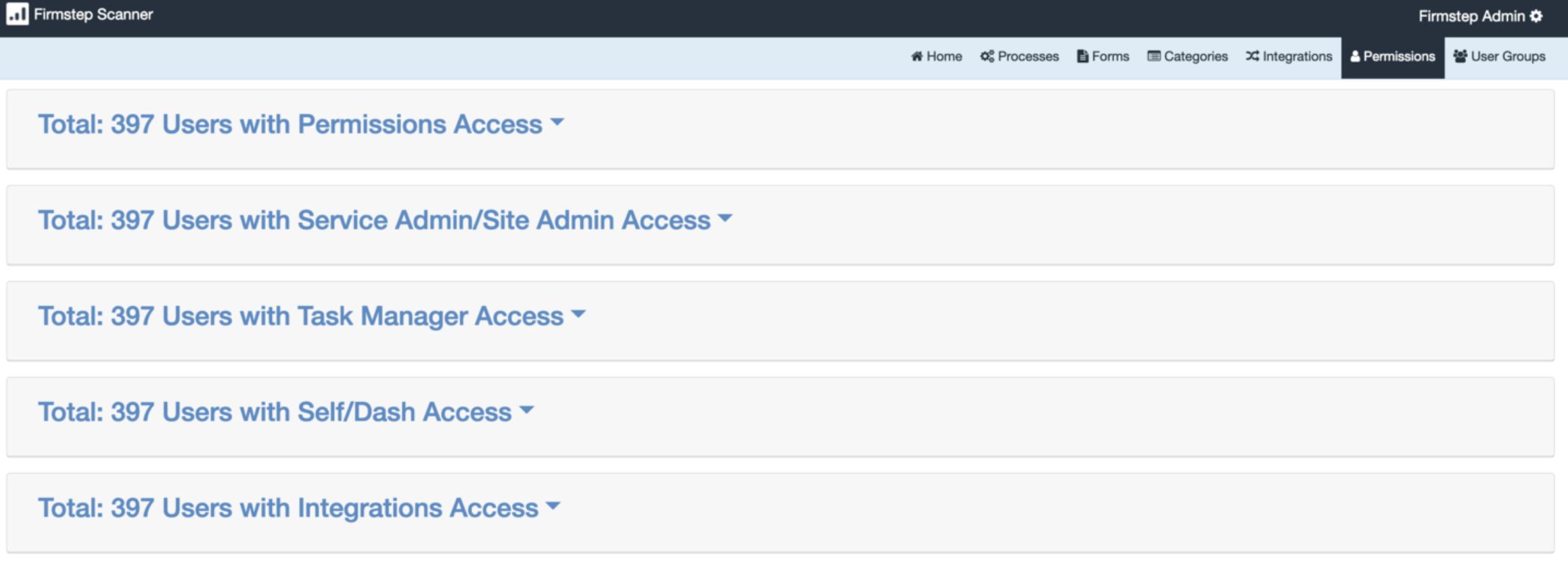 This image depicts the Permissions tab on Scanner.