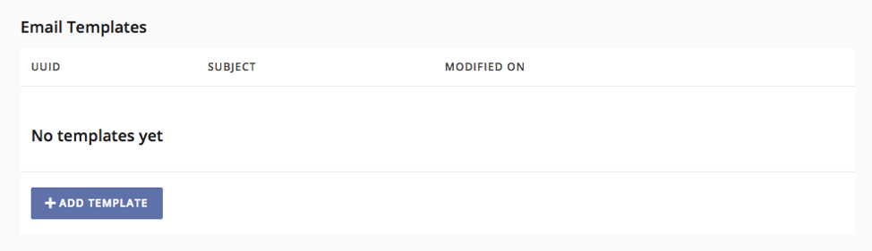 Empty Email Templates section