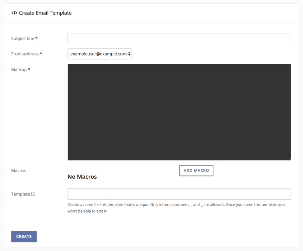 Create Email Template form