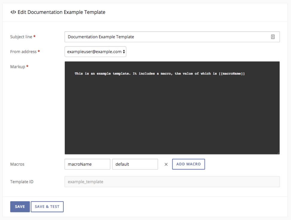 Edit Template form