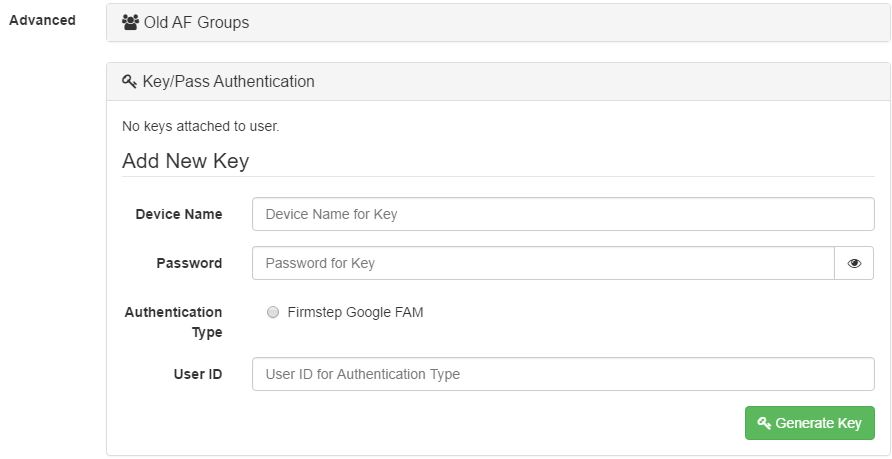 Key/pass authentication