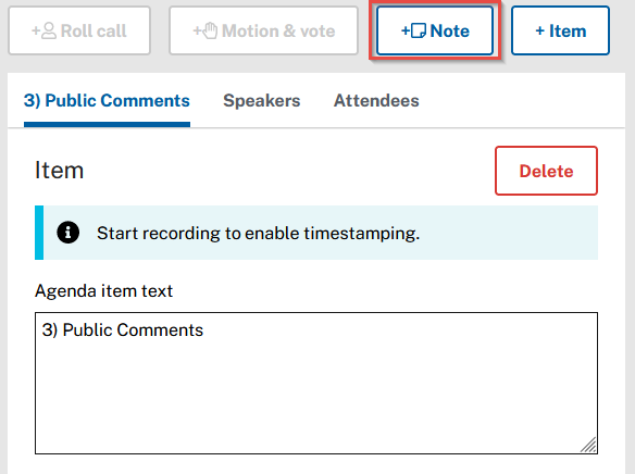 Taking Notes in LiveManager Web | Granicus Support