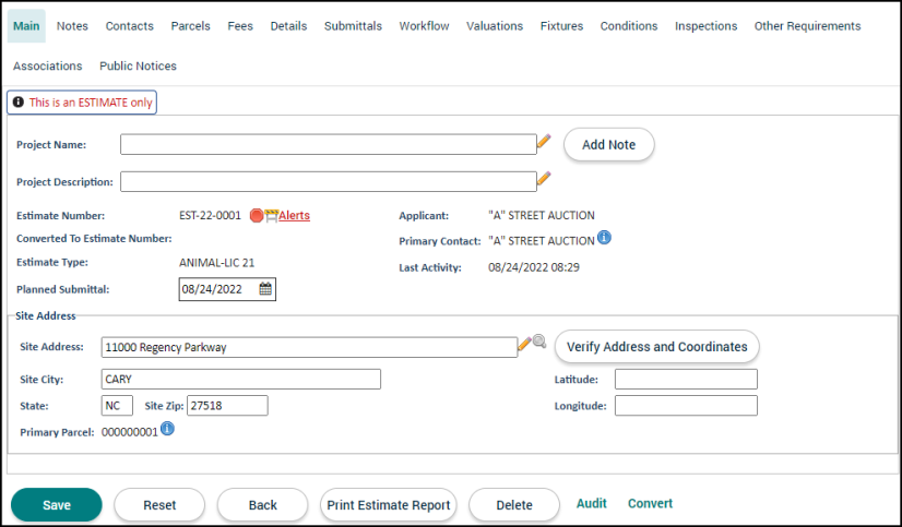 Creating a Permit Estimate | Granicus Support
