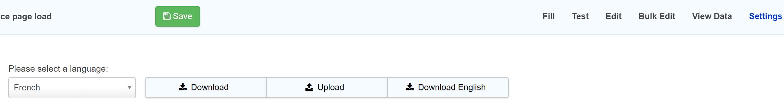 Settings menu