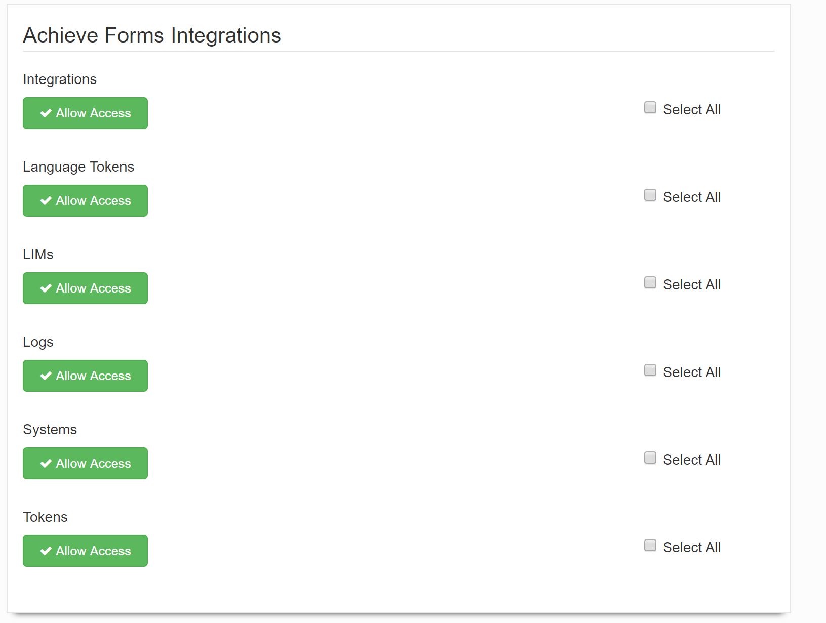 Integration manager - tokens