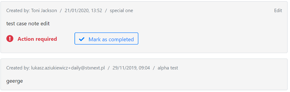 edit option for case notes