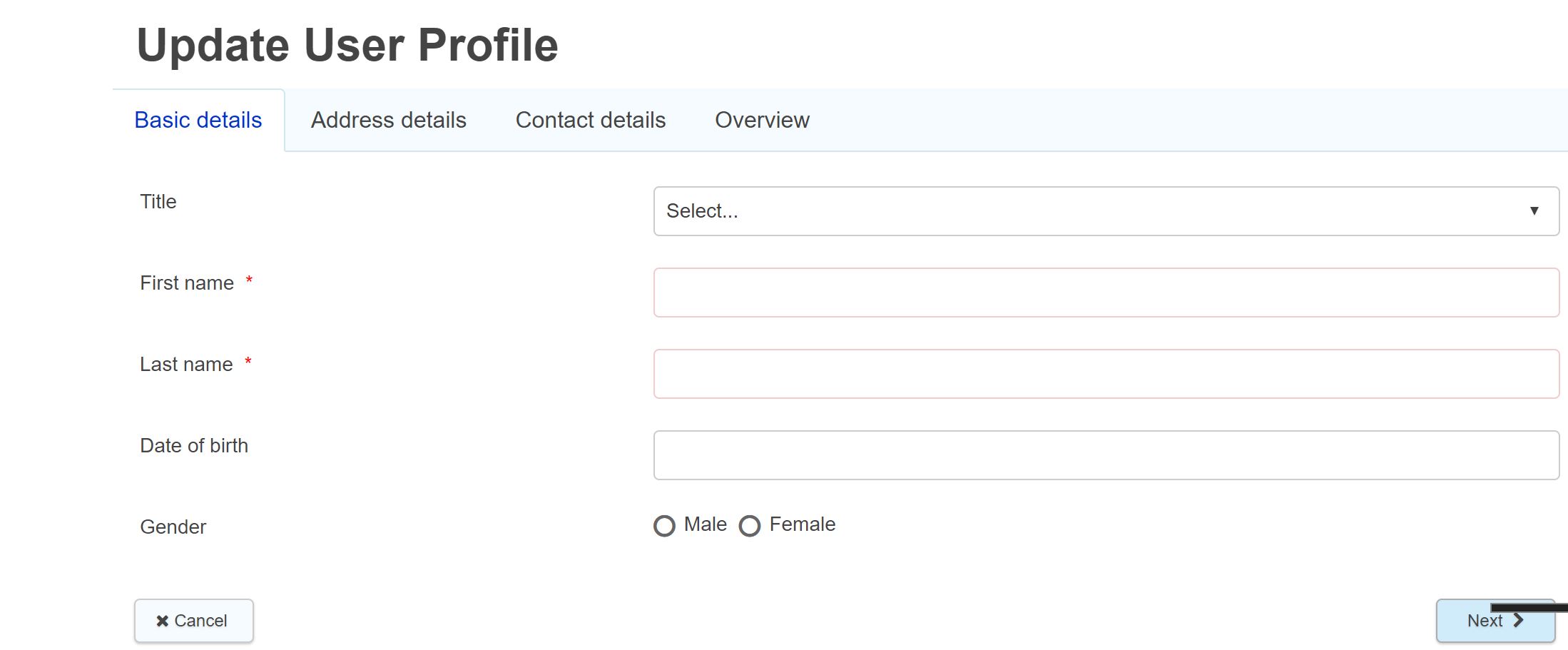 profile form