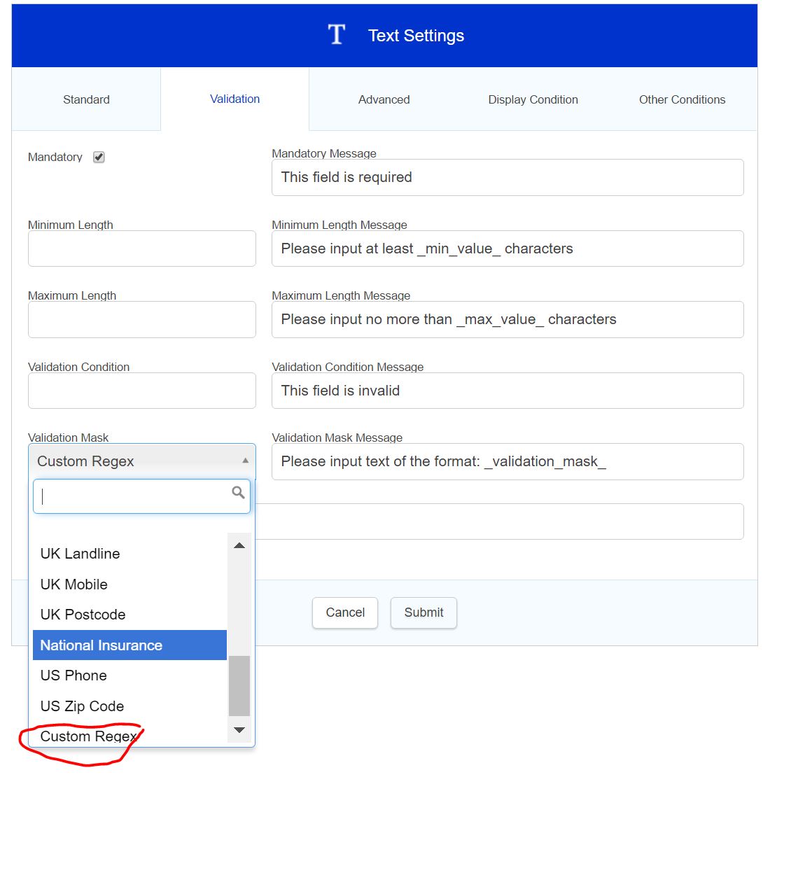 custom fields