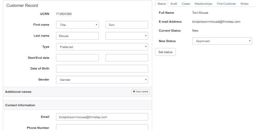 customer record