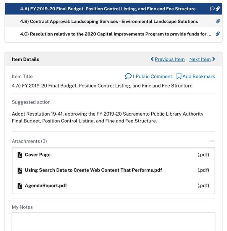 Viewing Agendas and Agenda Items in Legislate | Granicus Support