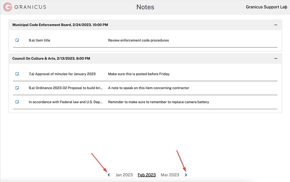 Viewing All Notes in Legislate | Granicus Support