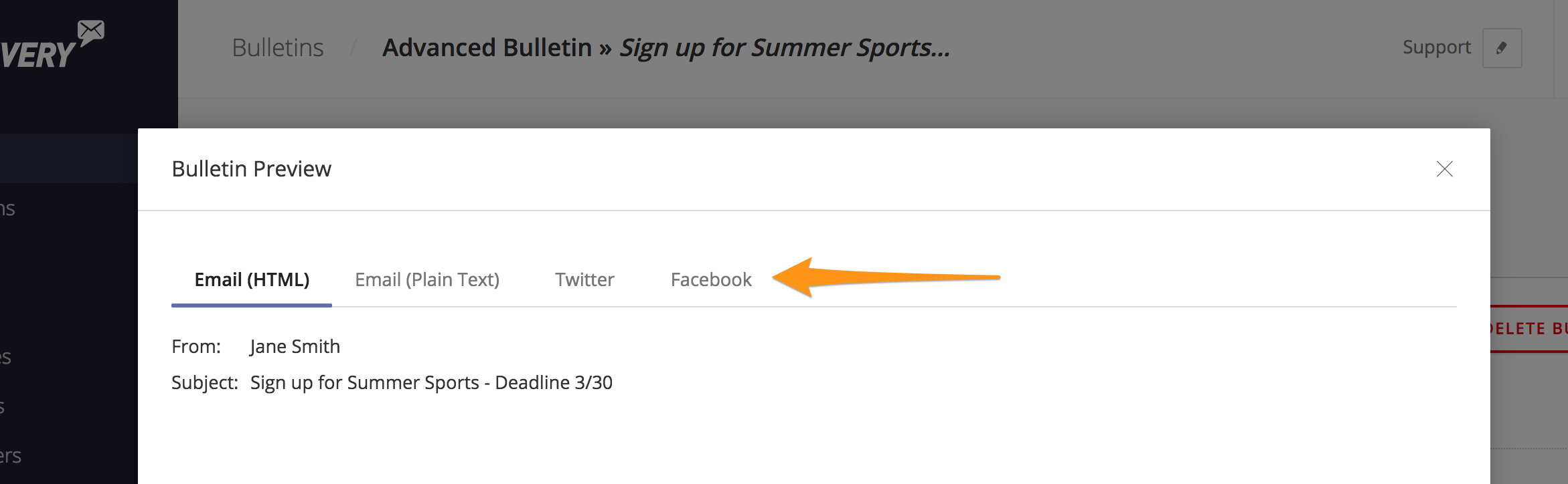 Bulletin channel previews