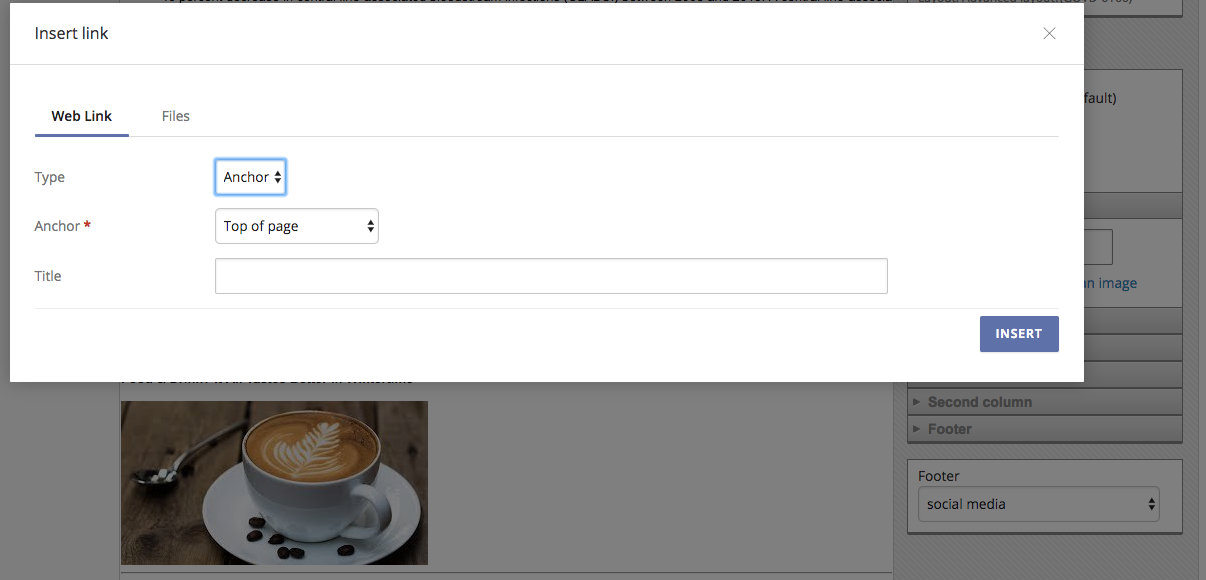 New modal linking an image to an anchor