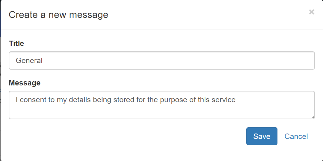 Adding consent message