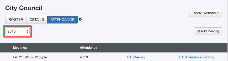 year filter drop-down