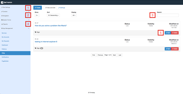 Admin Console Self Admin: FAQ app | Granicus Support