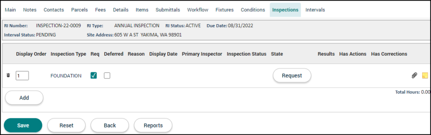 Recurring Inspection Tabs | Granicus Support