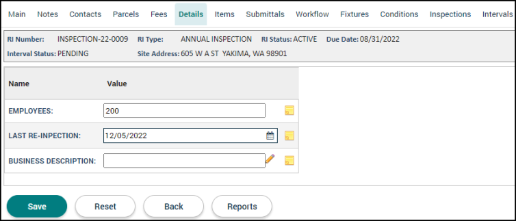 Recurring Inspection Tabs | Granicus Support
