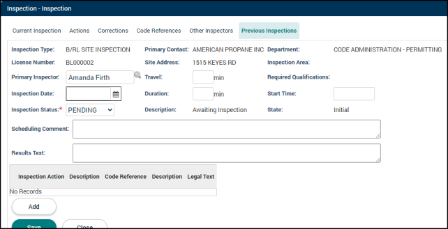 Licensing: Inspections Tab | Granicus Support
