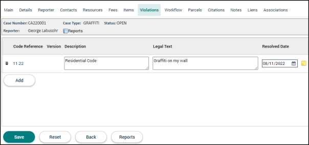 Code Enforcement Case Tabs | Granicus Support