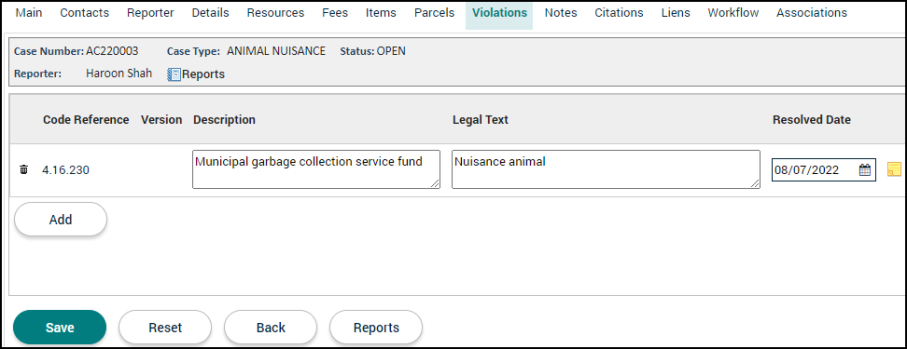 Code Enforcement: Violations Tab | Granicus Support
