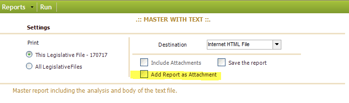 Add Report as Attachment checkbox in the report settings