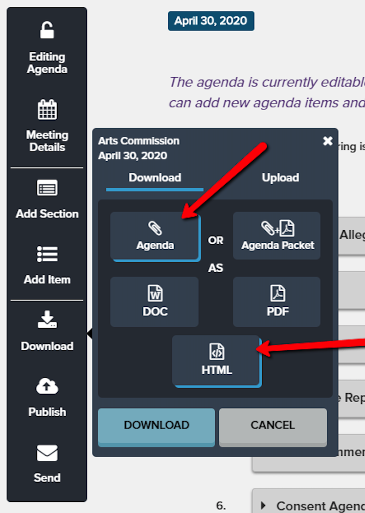 How To: Downloading an Agenda in Peak