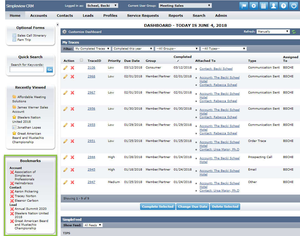 Bookmarks in Your Simpleview CRM | Granicus Support