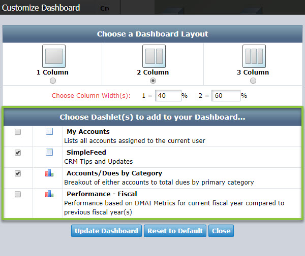 Understanding Dashlets on Your CRM Dashboard | Granicus Support