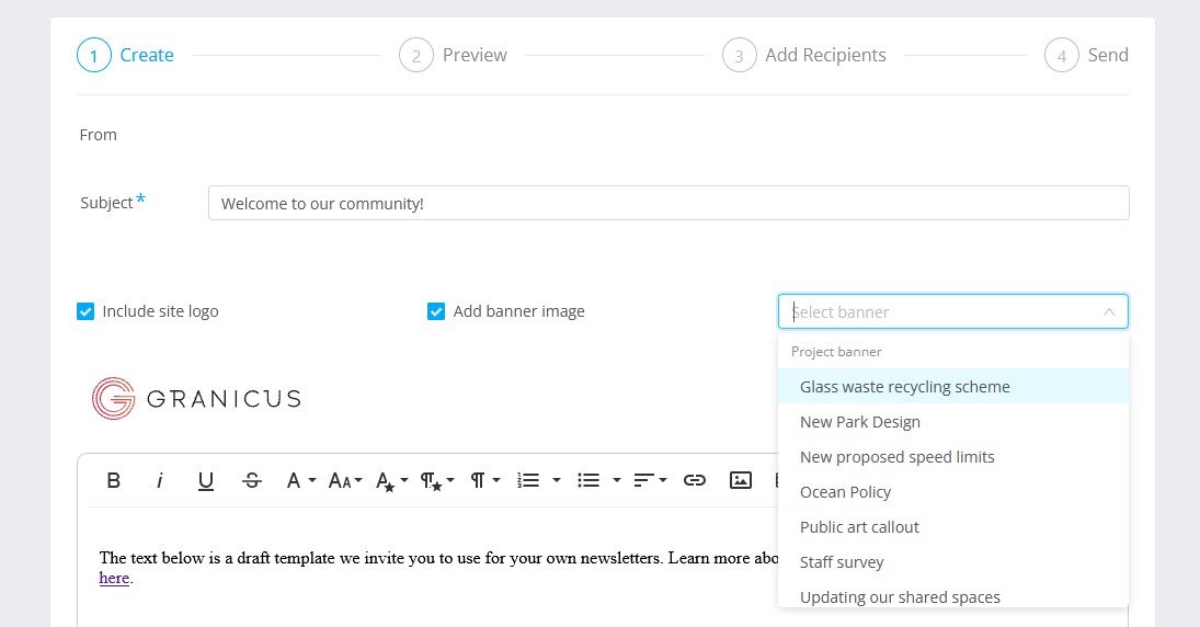 Send Newsletters to Participants and Subscribers | Granicus Support