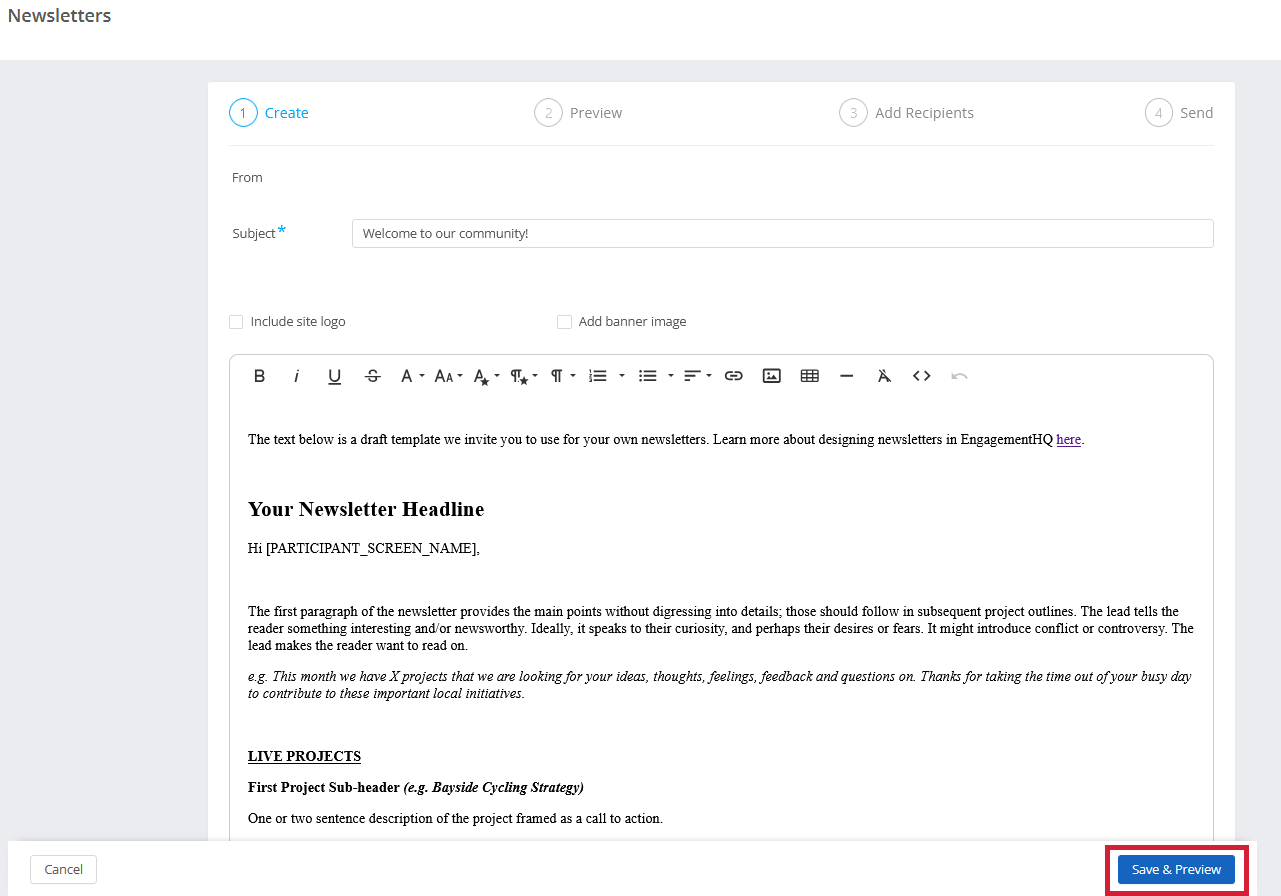 Send Newsletters to Participants and Subscribers | Granicus Support