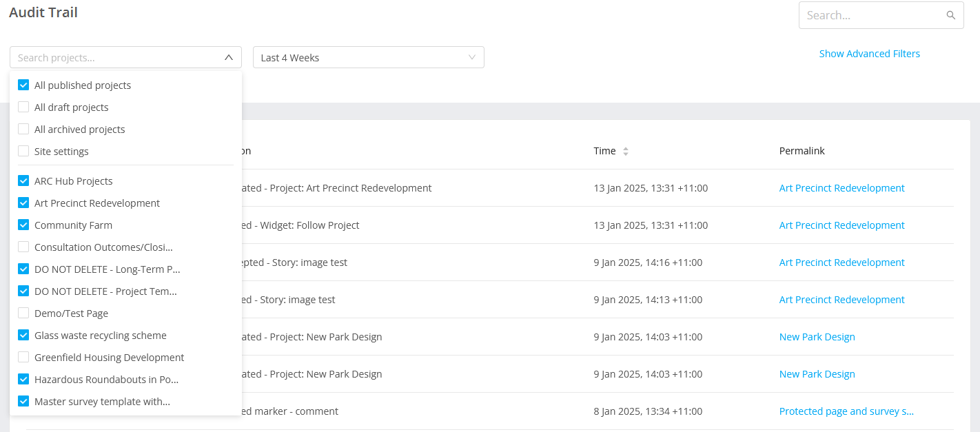 View Site History in the Audit Trail | Granicus Support