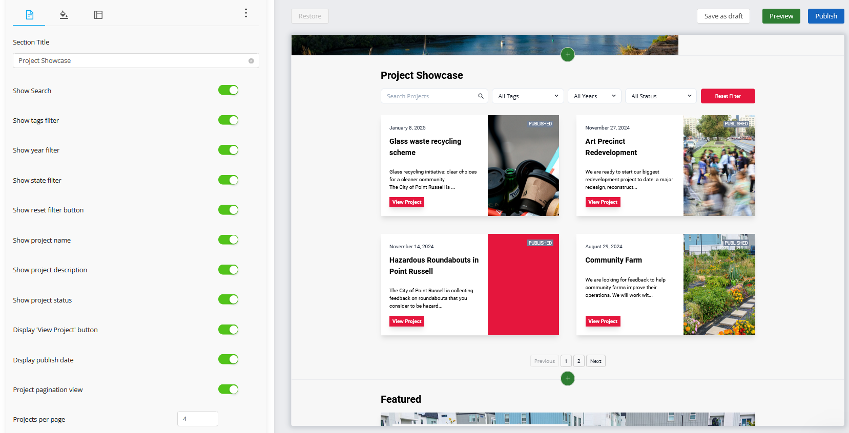Homepage Section Content Settings | Granicus Support