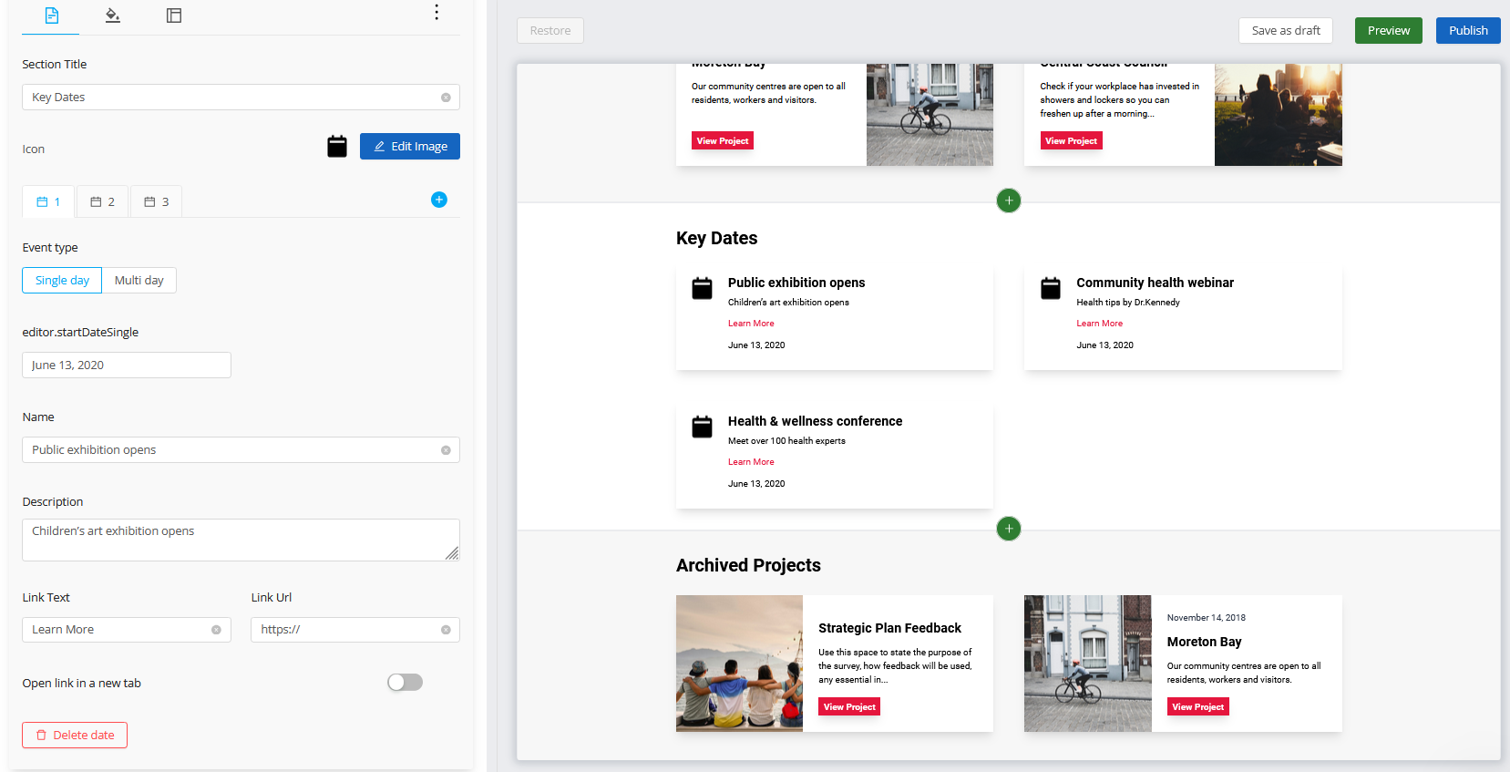 Homepage Section Content Settings | Granicus Support