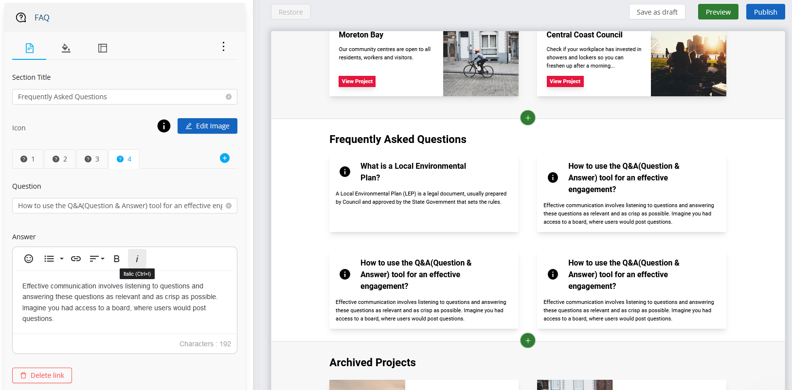Homepage Section Content Settings | Granicus Support