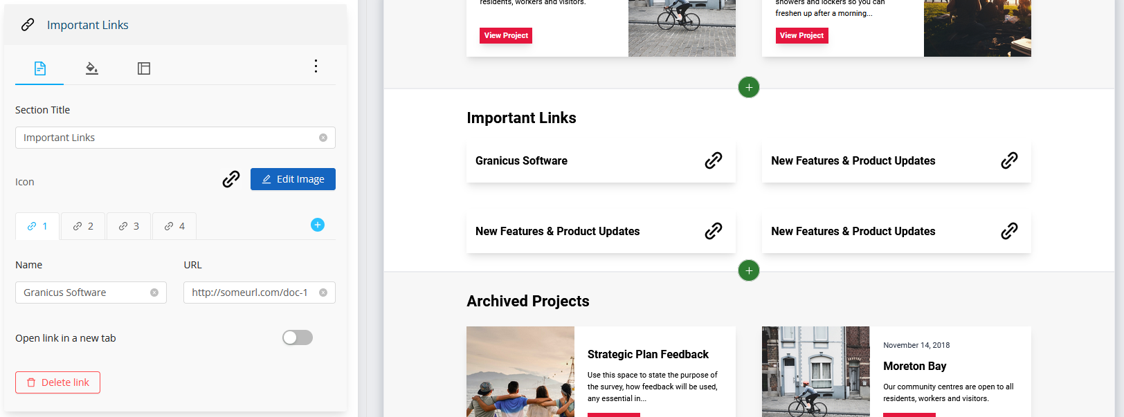 Homepage Section Content Settings | Granicus Support