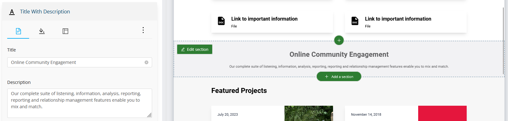 Homepage Section Content Settings | Granicus Support