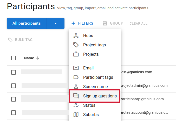 Use Signup Questions to Filter Participants | Granicus Support