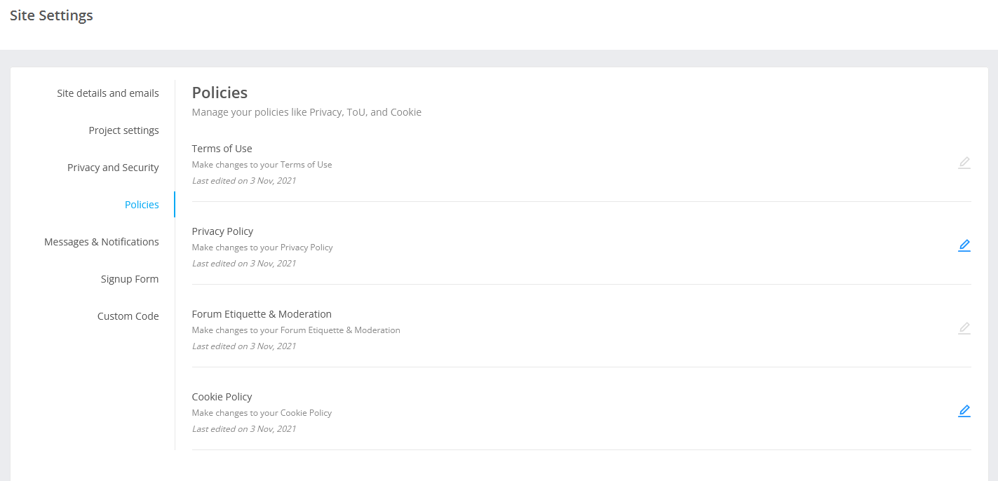 Manage Site Settings | Granicus Support
