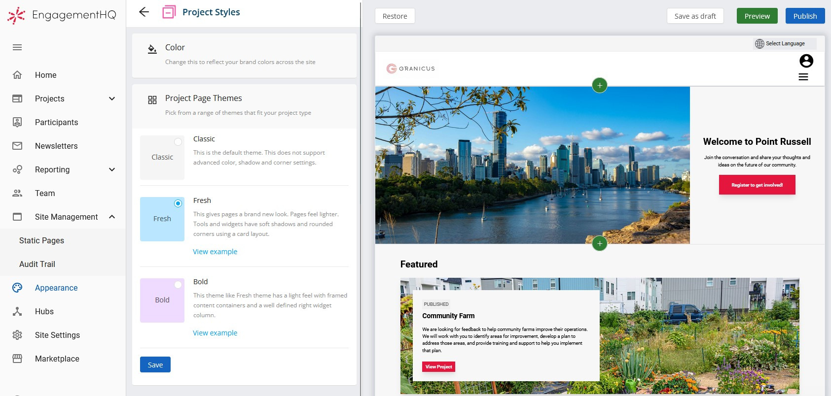 Choose Your Project Styles | Granicus Support